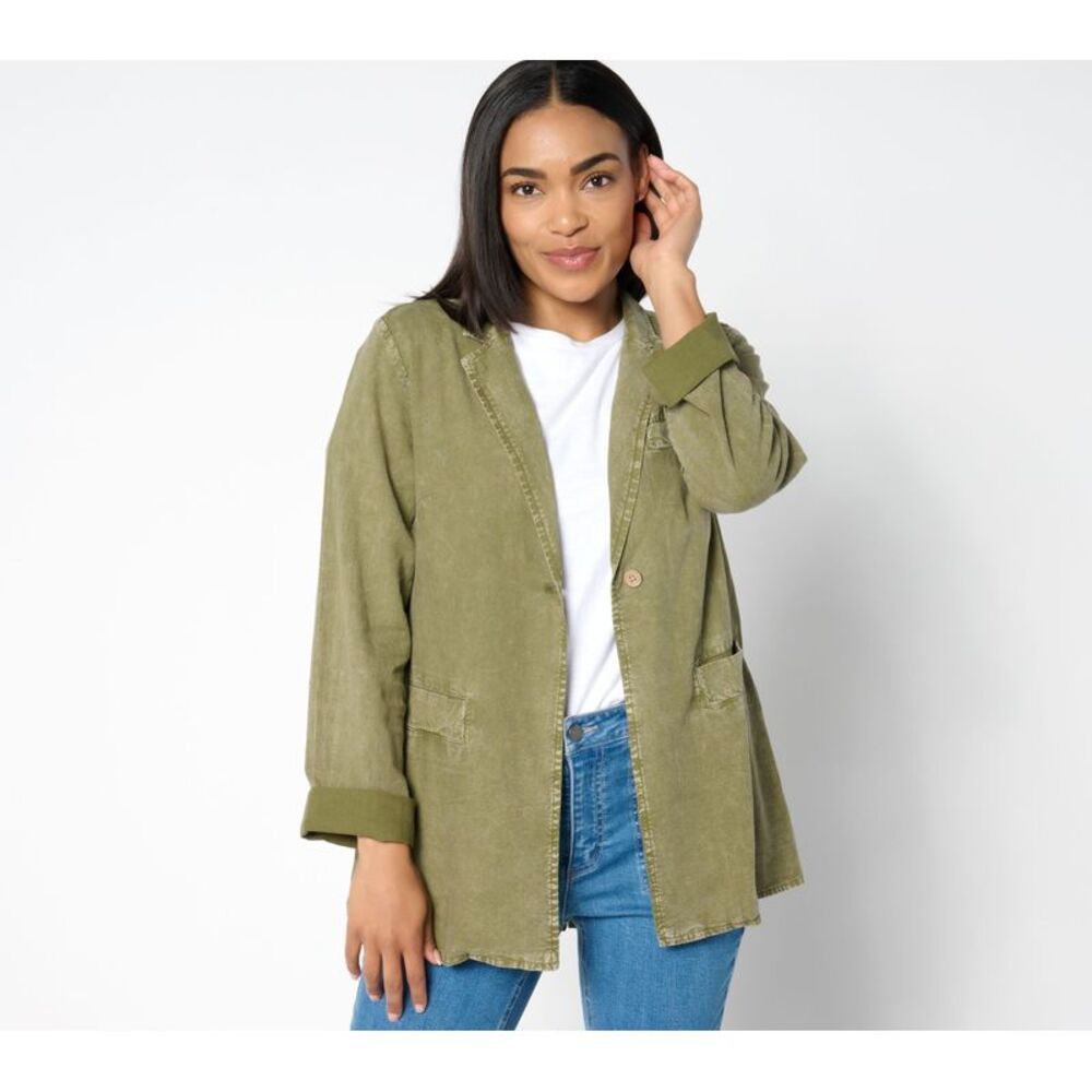 Peace Love World Women's Jacket Sz XL Boheme Relaxed Linen Multi-colored